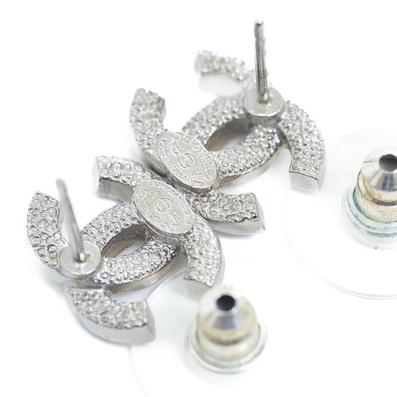 Chanel earrings here mark rhinestone silver P22V - Picture 3 of 4